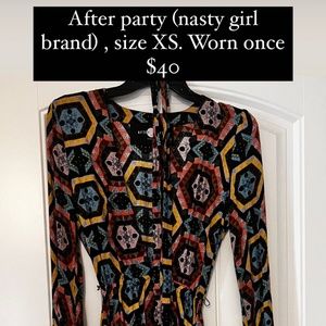 Printed long sleeve party dress